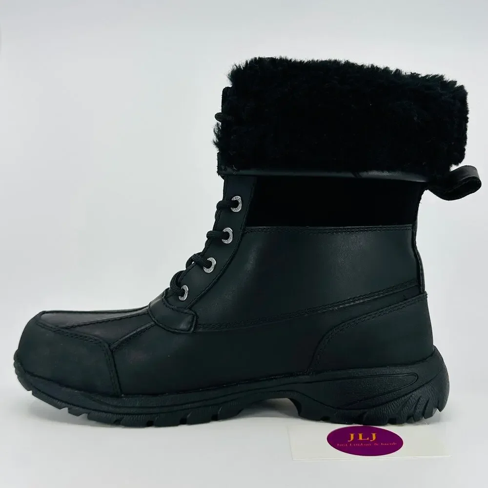 UGG Men's Butte Black Waterproof Leather Vibram Winter Snow Boots 5521 Size 9